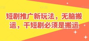 短剧推广新玩法，无脑搬运，干短剧必须是搬运【揭秘】-副业宇宙