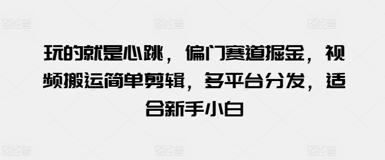 玩的就是心跳，偏门赛道掘金，视频搬运简单剪辑，多平台分发，适合新手小白【揭秘】-副业宇宙