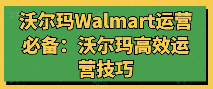 沃尔玛Walmart运营必备：沃尔玛高效运营技巧-副业宇宙