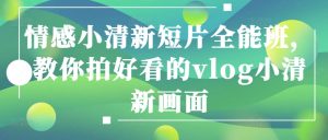 情感小清新短片全能班,教你拍好看的vlog小清新画面-副业宇宙