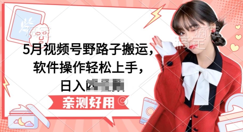 5月视频号野路子搬运，软件操作轻松上手，日入三位数【揭秘】-副业宇宙