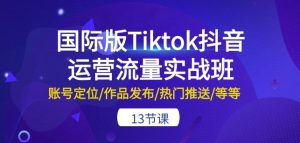 国际版Tiktok抖音运营流量实战班：账号定位/作品发布/热门推送/等等-13节-副业宇宙