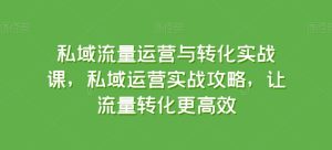 私域流量运营与转化实战课,私域运营实战攻略,让流量转化更高效-副业宇宙
