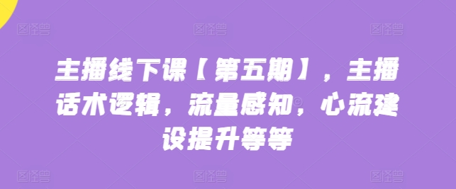 主播线下课【第五期】，主播话术逻辑，流量感知，心流建设提升等等-副业宇宙