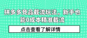 拼多多竞品截流玩法,新手也能0成本精准截流-副业宇宙