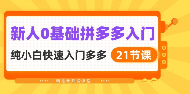 新人0基础拼多多入门，纯小白快速入门多多-副业宇宙