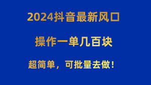2024抖音最新风口！操作一单几百块！超简单，可批量去做-副业宇宙