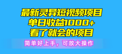 最新灵异短视频项目，单日收益1000+看了就会的项目，简单好上手可放大操作-副业宇宙