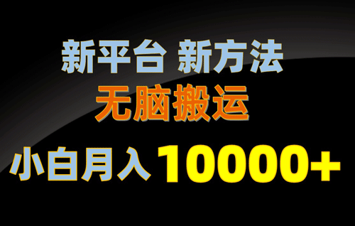 新平台新方法，无脑搬运，月赚10000+，小白轻松上手不动脑-副业宇宙