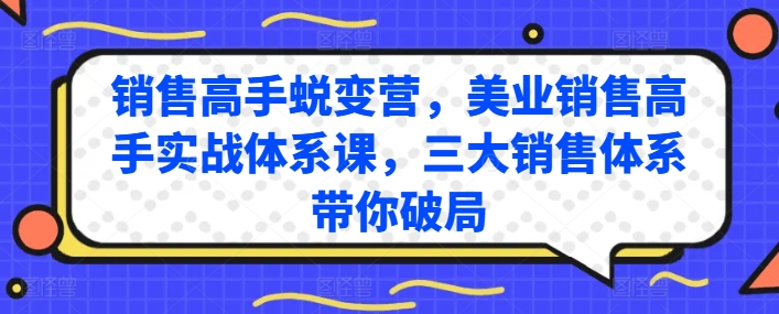销售高手蜕变营，美业销售高手实战体系课，三大销售体系带你破局-副业宇宙