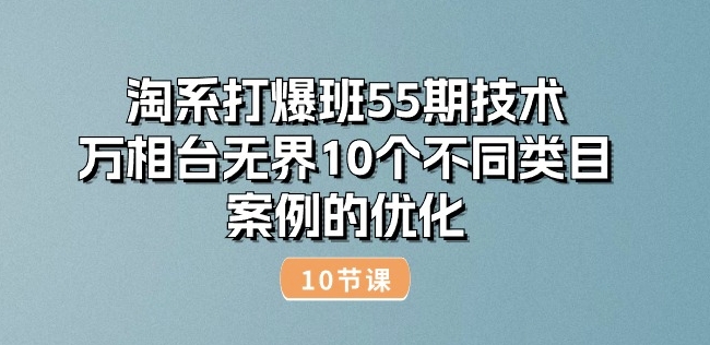 淘系打爆班55期技术：万相台无界10个不同类目案例的优化(10节)-副业宇宙