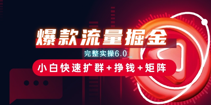 爆款流量掘金_完整实操6.0_小白快速扩群+挣钱+矩阵思路【揭秘】-副业宇宙