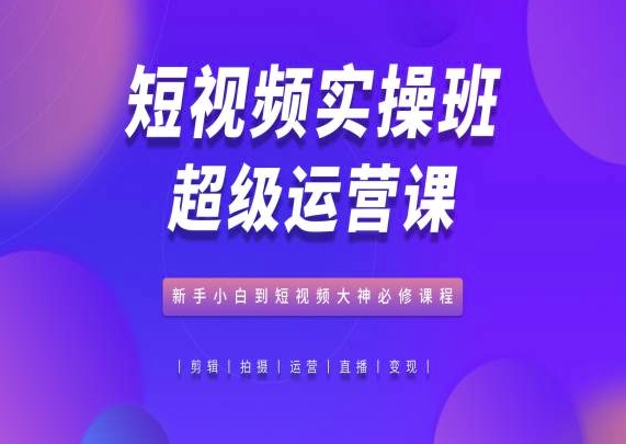 短视频实操班超级运营课，新手小白到短视频大神必修课程-副业宇宙
