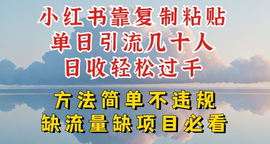 小红书靠复制粘贴单日引流几十人目收轻松过千，方法简单不违规【揭秘】-副业宇宙