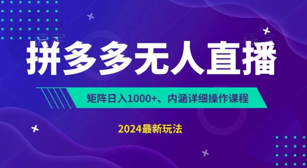 拼多多无人直播不封号，0投入，3天必起，无脑挂机，日入1k+【揭秘】-副业宇宙