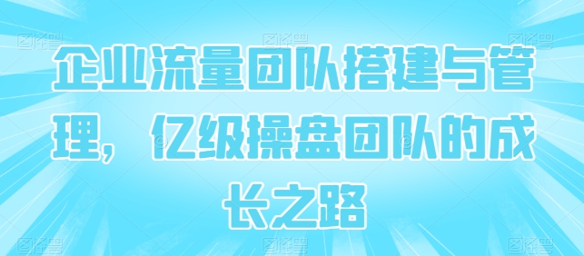 企业流量团队搭建与管理，亿级操盘团队的成长之路-副业宇宙