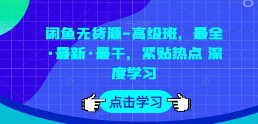 闲鱼无货源-高级班，最全·最新·最干，紧贴热点 深度学习-副业宇宙
