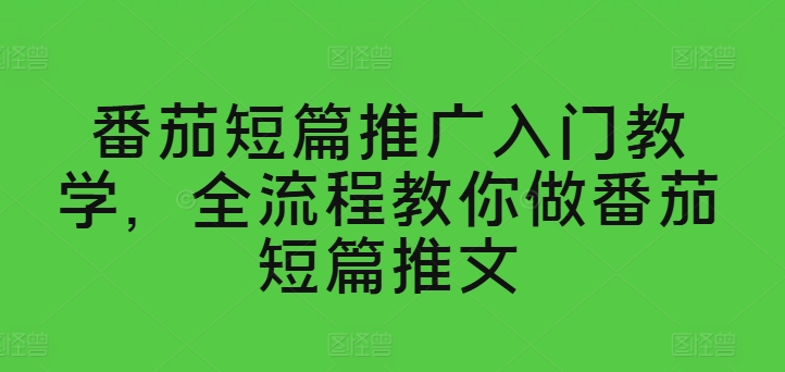 番茄短篇推广入门教学，全流程教你做番茄短篇推文-副业宇宙