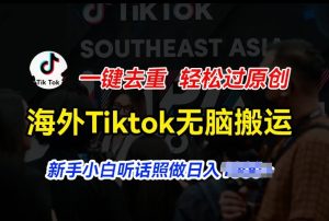 海外Tiktok短视频无脑搬运,一键去重轻松过原创,新手小白听话照做日入几张【揭秘】-副业宇宙