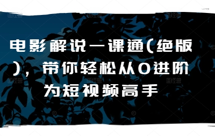 电影解说一课通(绝版)，带你轻松从0进阶为短视频高手-副业宇宙
