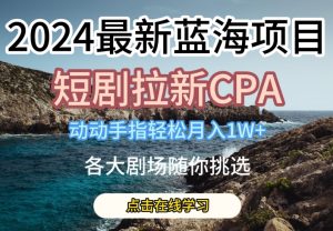 2024最新蓝海项日,短剧拉新CPA,动动手指轻松月入1W,全各大剧场随你挑选【揭秘】-副业宇宙