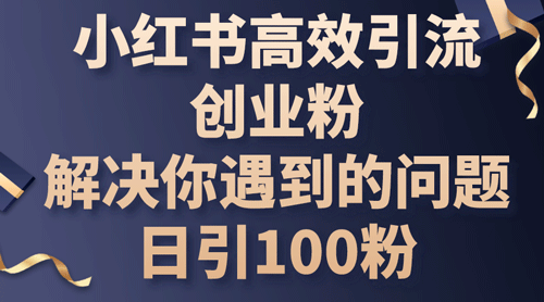 小红书高效引流创业粉，解决你遇到的问题，日引100粉-副业宇宙