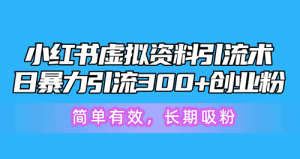 小红书虚拟资料引流术,日暴力引流300+创业粉,简单有效,长期吸粉-副业宇宙