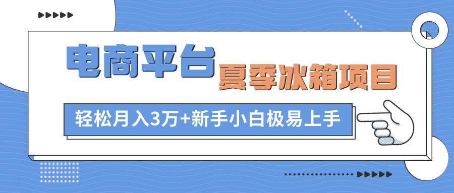 电商平台夏季冰箱项目，轻松月入3万+，新手小白极易上手-副业宇宙