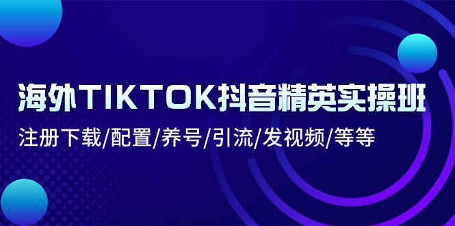 海外TIKTOK抖音精英实操班：注册下载/配置/养号/引流/发视频/等等-副业宇宙