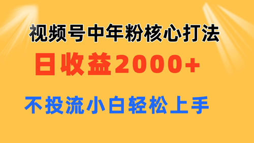 视频号中年粉核心玩法 日收益2000+ 不投流小白轻松上手-副业宇宙
