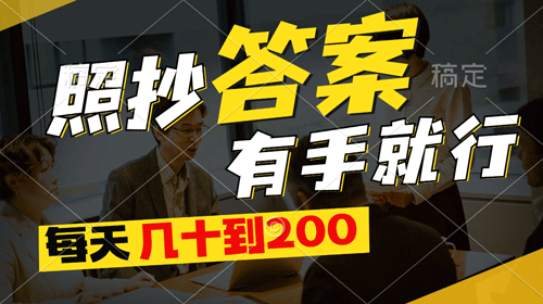 照抄答案，有手就行，每天几十到200-副业宇宙