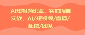 AI短视频创业,实体流量实战,AI/短视频/直播/私域/团队-副业宇宙