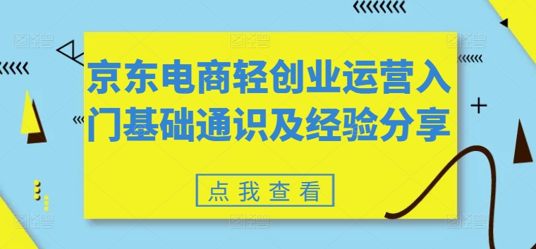 京东电商轻创业运营入门基础通识及经验分享-副业宇宙