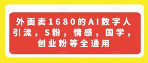 外面卖1680的AI数字人引流,S粉,情感,国学,创业粉等全通用-副业宇宙
