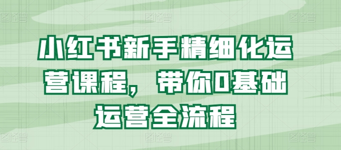 小红书新手精细化运营课程，带你0基础运营全流程-副业宇宙