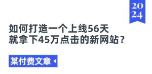 某付费文章《如何打造一个上线56天就拿下45万点击的新网站?》-副业宇宙