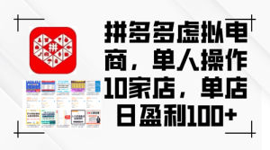 拼多多虚拟电商,单人操作10家店,单店日盈利100+!-副业宇宙