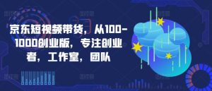 京东短视频带货,从100-1000创业版,专注创业者,工作室,团队-副业宇宙