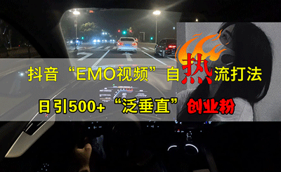 抖音EMO视频自热打法，日引500+“泛垂直”创业粉-副业宇宙